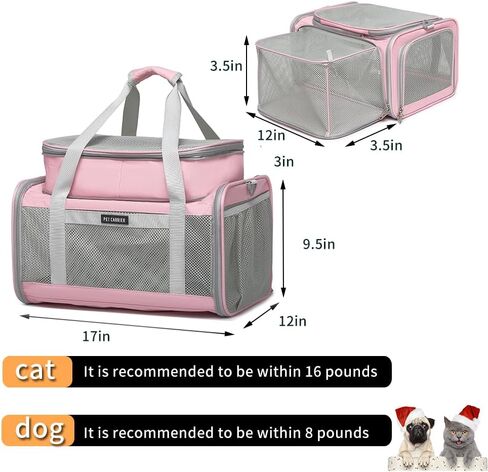Airline Approved Pet Carrier for Cats and Small Dogs, Breathable and Collapsible Design, Portable Travel Bag for Bearded Dragon, Puppies Animal Hangbag, Rabbit Cage (Pink, Small) in Kuwait