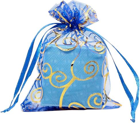 100pcs 4x6 بوصة زهرة كرمة تصميم أكياس أورجانزا ، عبوة حقيبة شبكية شبكية لحفل الزفاف مجوهرات هدايا الحلوى (الفضة البيضاء) in Kuwait