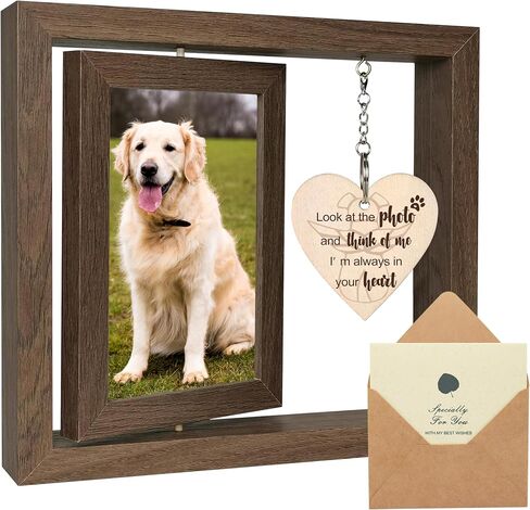 SHOW-YA Cat Memorial Gifts for Loss of Cat - Pet Memorial Gifts Cat,Loss of Cat Sympathy Gift, Cat Passing Away, Pet Remembrance Gift Cat,Rotating Wooden Cat Picture Frame 4x6 Photo in Kuwait