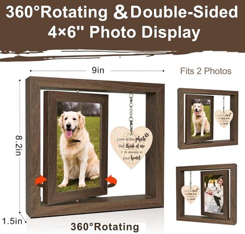 SHOW-YA Cat Memorial Gifts for Loss of Cat - Pet Memorial Gifts Cat,Loss of Cat Sympathy Gift, Cat Passing Away, Pet Remembrance Gift Cat,Rotating Wooden Cat Picture Frame 4x6 Photo in Kuwait