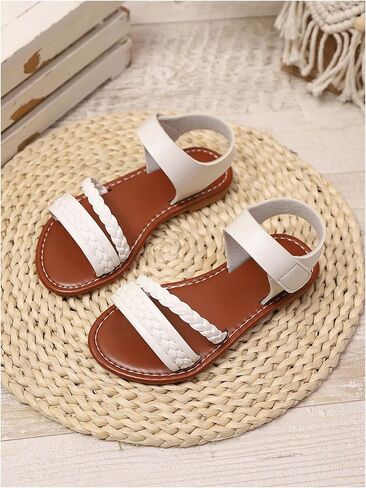 GORGLITTER Girl's Briaded Sandals Round Open Toe Ankle Strap Flat Dress Shoes in Saudi Arabia