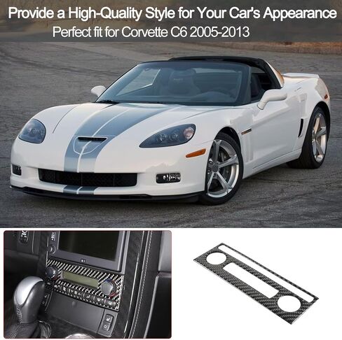 PIUGILH Car Air Conditioning Switch Panel Frame Cover for Corvette C6 Z06 ZR1 2005-2013 Accessories, Soft Real Carbon Fiber Interior Trim Cover in Saudi Arabia