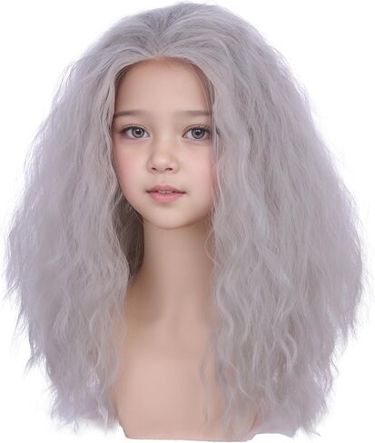 Kids Brown Wig Children Long Dark Brown Side Part Wig Girls Brown Curly Wavy Wig Heat Resistant Synthetic Wig with Wig Cap in Saudi Arabia