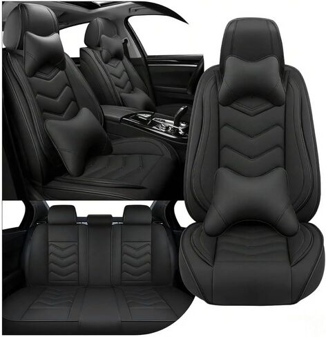 Car Seat Covers for Ford Mustang Mach-E 2021-2025, Stylish Sport Seat Cover, Premium Nappa Leather Car Seat Cover. Automobile Seat Covers Sets.(Standard 5 Seats/Black Red) in Kuwait