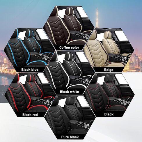 Car Seat Covers for Ford Mustang Mach-E 2021-2025, Stylish Sport Seat Cover, Premium Nappa Leather Car Seat Cover. Automobile Seat Covers Sets.(Standard 5 Seats/Black Red) in Kuwait