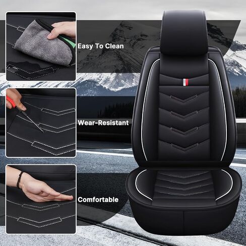 Car Seat Cover for Pontiac Grand Prix 2000-2008, Durable Wear Resistant Waterproof Sport Seat Cover, Breathable No Odor Premium Leather Vehicle Seat Covers.(Standard,Black White) in Saudi Arabia
