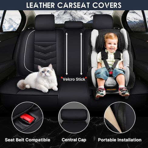 Car Seat Cover for Pontiac Grand Prix 2000-2008, Durable Wear Resistant Waterproof Sport Seat Cover, Breathable No Odor Premium Leather Vehicle Seat Covers.(Standard,Black White) in Saudi Arabia