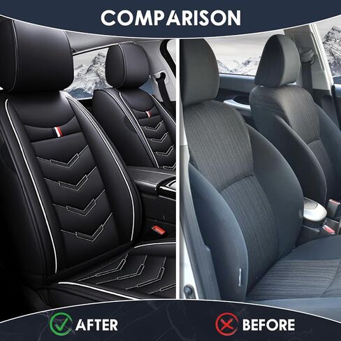 Car Seat Cover for Pontiac Grand Prix 2000-2008, Durable Wear Resistant Waterproof Sport Seat Cover, Breathable No Odor Premium Leather Vehicle Seat Covers.(Standard,Black White) in Saudi Arabia