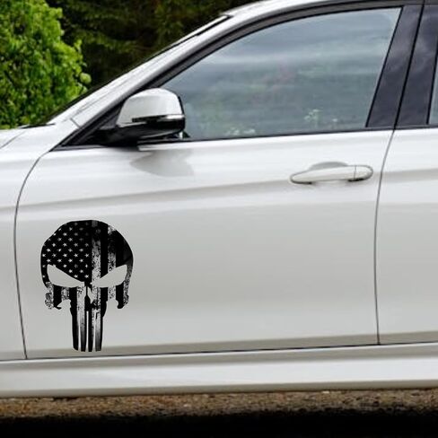 Punisher Skull Vinyl Secal - Black Proof Proof Punisher Punisher Skull Vinyl Secal لنافذة المصدفة والسيارات الدفع الرباعي - تصميم تكتيكي دائم in Saudi Arabia