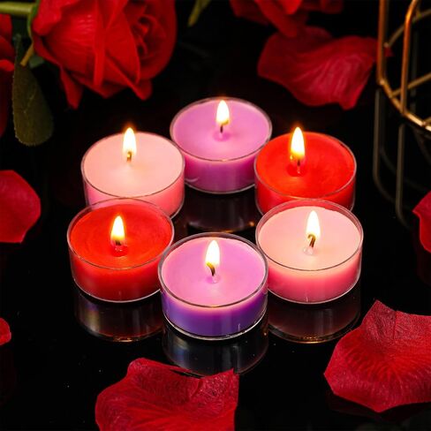 6 Pcs Low Temperature Candles, Romantic Body Safe Wax Play Candles, Low Heat Smokeless Unscented Tea Lights for Anniversaries, Home Decor(Red,Heart) in Saudi Arabia