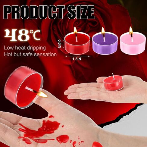 6 Pcs Low Temperature Candles, Romantic Body Safe Wax Play Candles, Low Heat Smokeless Unscented Tea Lights for Anniversaries, Home Decor(Red,Heart) in Saudi Arabia