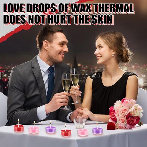 6 Pcs Low Temperature Candles, Romantic Body Safe Wax Play Candles, Low Heat Smokeless Unscented Tea Lights for Anniversaries, Home Decor(Red,Heart) in Saudi Arabia
