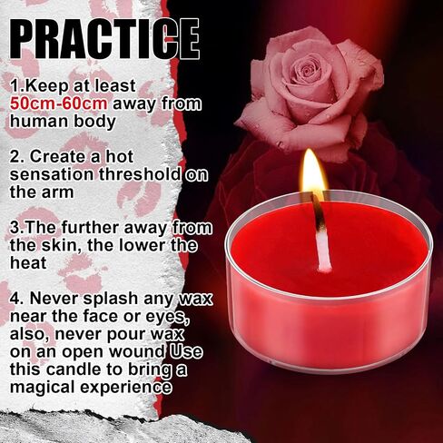 6 Pcs Low Temperature Candles, Romantic Body Safe Wax Play Candles, Low Heat Smokeless Unscented Tea Lights for Anniversaries, Home Decor(Red,Heart) in Saudi Arabia