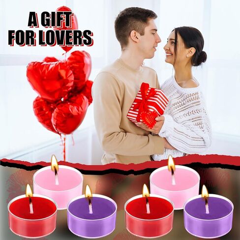 6 Pcs Low Temperature Candles, Romantic Body Safe Wax Play Candles, Low Heat Smokeless Unscented Tea Lights for Anniversaries, Home Decor(Red,Heart) in Saudi Arabia