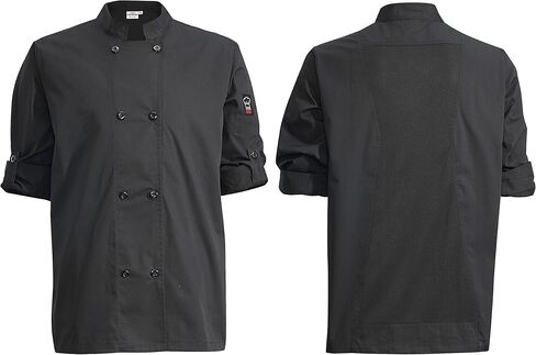 Winco UNF-12KXL Unisex Ventilated Chef Jacket with Roll-Tabl Sleeves, Xl, Black in Saudi Arabia
