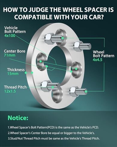 Scitoo 2x 4 محولات فواصل عجلة العروة 4x100 إلى 4x114.3 12x1.5 71mm 15mm Fild Fits for 1976-1987 for Chevette 1981-1986 for Aries in Saudi Arabia