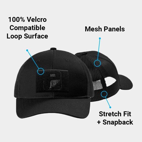 Kids/Youth Pull Patch Tactical Hat | Curved Bill Snapback Trucker Cap | 2x3 Inch Loop Surface for Morale Hook Patches in Kuwait