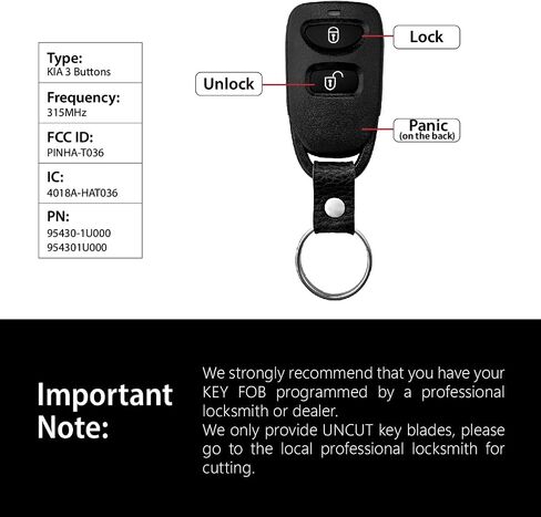 مفتاح السيارة FOB عن بعد التحكم في الدخول بدون مفتاح Pinha-T036 315MHz 3 استبدال زر 2006-2013 KIA Sorento Rio in Saudi Arabia