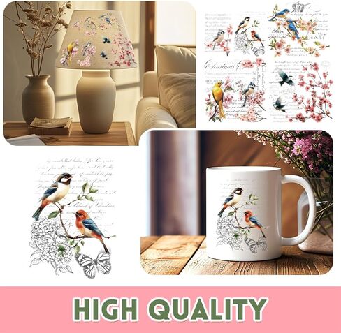 3 Sheet Flower Rub on Transfer Birds Flowers Furniture Sticker Vintage Furniture Decals for Home Office Paper Wood DIY Craft Classic Hummingbirds Floral Rub on Transfer Sticker 5.9''*11.8'' in Saudi Arabia