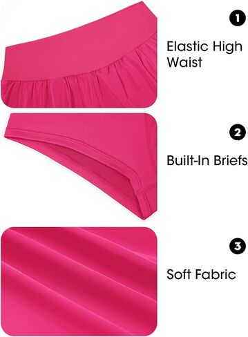 Fisoew Womens Running Shorts Workout Elastic High Waisted Loose Fit 2 in 1 Active Gym Shorts in Saudi Arabia