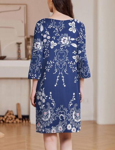 Ekouaer Zipper Robes for Women 3/4 Sleeves Housecoat Soft Nightgowns Sleepwear Mumu House Dresses with Pockets in Saudi Arabia