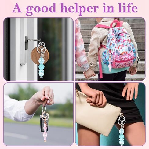 24 Pcs Beadable Keychain Bars Metal Bead Keychain Making Kit Bulk DIY Silver Blank Beadable Keychains for Pendant Women Men DIY Crafts Jewelry Making Gift in Saudi Arabia