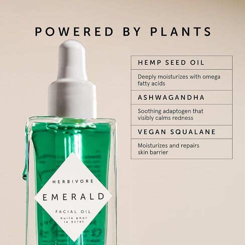 Herbivore Emerald Deep Moisture Oil للوجه-ترطيب زيت الوجه ، التهدئة والترطيب ، القائمة على النبات ، نباتي ، خالي من القسوة ، 30 مل / 1 أوقية in Kuwait