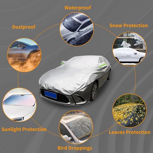 Car Cover for Mercedes 300TD 1978-1986 Waterproof Half Car Cover for Outdoor Sun Rain Dust UV Protector for Windshield in Saudi Arabia