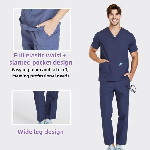 مجموعة فرك للرجال ، والزي الرسمي لغرفة العمليات ، وأعلى ملائمة السراويل وسروالها مع جيوب in Kuwait