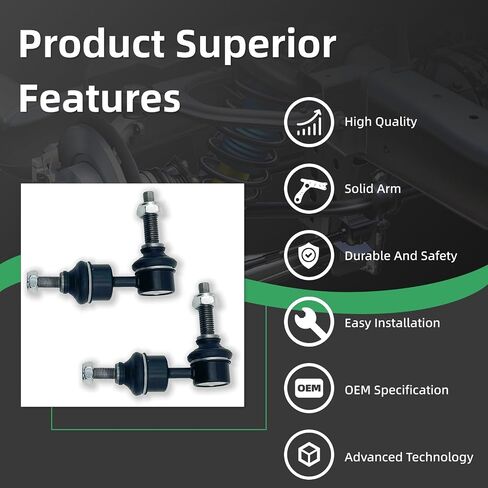 ‎‎K750465 2PCS Rear Stabilizer Sway Bar End Links for Ford 2012 2013 2014 2015 2016 2017 2018 Focus (No ST or RS), 2013 2014 2015 2016 2017 2018 C-MAX in Saudi Arabia