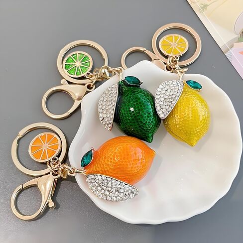 Cute Keychain for Women for Bag,Keychain for Bag Charms,Fruit Lemon Keychains for Women Bags or Purses in Saudi Arabia