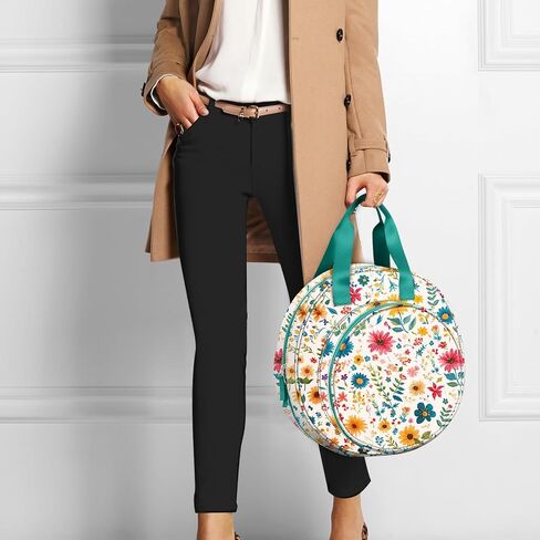 FINPAC Embroidery Project Bag, Embroidery Supplies Storage Carrying Tote Case with Multiple Pockets for Floss, Hoops, Thread, Stitch Tools Kit [Bag Only] in Kuwait