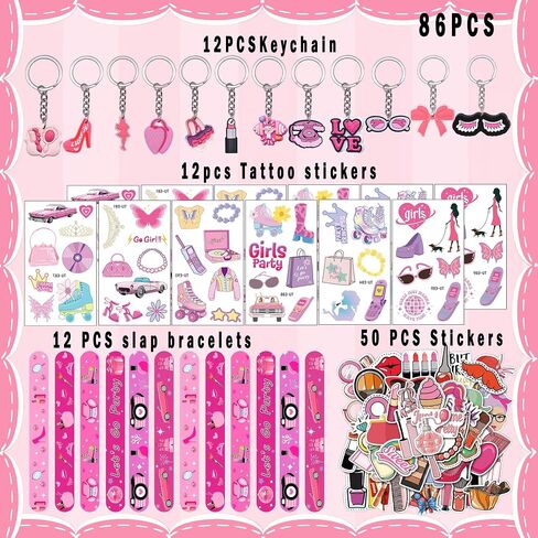 74PCS Dog Birthday Party Decorations, 24 Pcs Cute Dog Keychains and 50 Pcs Anime Dog Stickers for Birthday Decorations Party Supplies Goodie Bags School Supplies Backpack Bag in Saudi Arabia