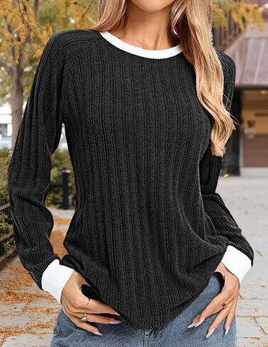 Kate Kasin Long Sleeve Shirts for Women Casual Tunic Tops Loose Fit Dressy Crew Neck Pullover Basic Fall Sweaters 2025 in Saudi Arabia