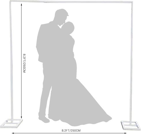 Yardgo 8ft × 8ft Metal Arch Backdrop Stand ، قوس الزفاف ، موقف الخلفية ، وقوس الزفاف ، لحفل عيد ميلاد الحفلات في الهواء الطلق الديكور ، قوس المعادن المربعة ، أبيض in Kuwait