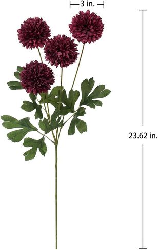 DILATATA 23 inch Tall Chrysanthemum Fake Mums Flowers for Decoration Rustic Flowers Artificial Chrysanthemum Flower Arrangement for Home Office Wedding Table Decor- Fake Red Flowers Faux Mum 4 Pack in Saudi Arabia