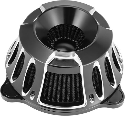 Motorcycle Air Filter Kit CNC Air Cleaner Turbine Intake System Fit for Harley Touring Street Glide Road King Trike 2008-2016, Softail 2016-2017 (C-Black) in Saudi Arabia