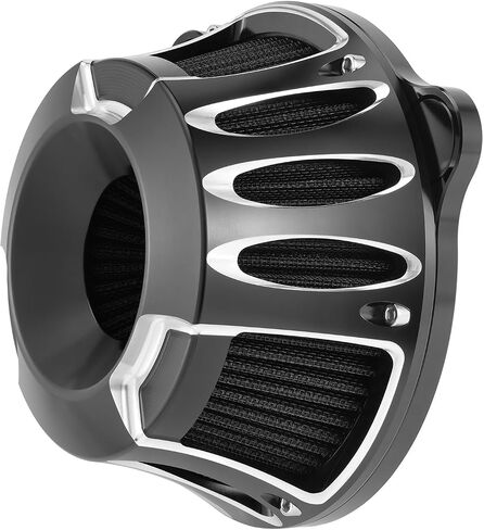Motorcycle Air Filter Kit CNC Air Cleaner Turbine Intake System Fit for Harley Touring Street Glide Road King Trike 2008-2016, Softail 2016-2017 (C-Black) in Saudi Arabia