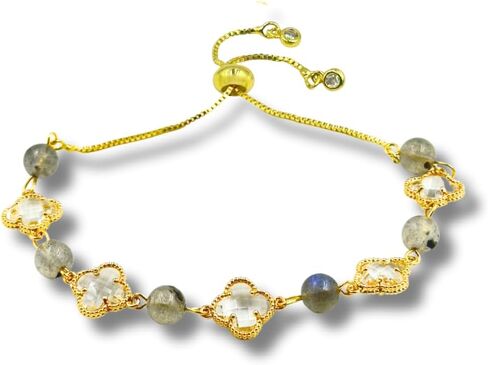 Harmi&Aur Women's Lucky Clover Bracelet Crystal Bracelet Chain Gold Bracelet Energy Charm Gift Adjustable Gold Charm Jewelry in Saudi Arabia