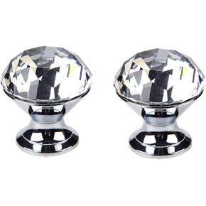 Drawer Pulls， Wood Pull Handles ，Door Knobs 2 Pcs Single Hole Cabinet Wardrobe Door Cabinet Wine Cabinet Drawer Crystal Handle Handle(B0513 Bright Chrome Transparent) in Saudi Arabia