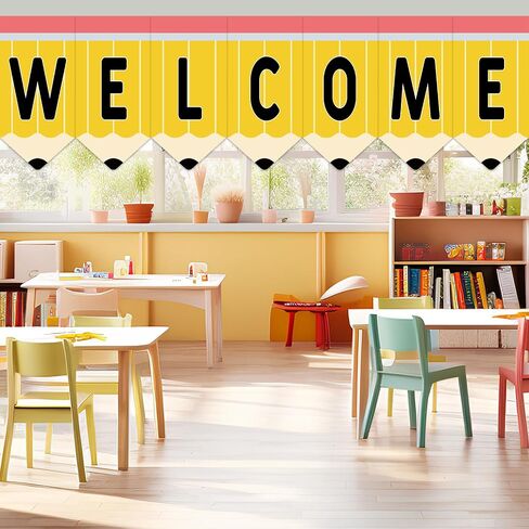 gisgfim 7Pcs Pencil Classroom Welcome Curtains Back to School Window Curtains for Kindergarten Daycare Primary First Day of School Classroom Bedroom Playroom Cover Decor 36 x 24Inches in Saudi Arabia