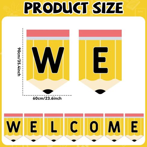 gisgfim 7Pcs Pencil Classroom Welcome Curtains Back to School Window Curtains for Kindergarten Daycare Primary First Day of School Classroom Bedroom Playroom Cover Decor 36 x 24Inches in Saudi Arabia