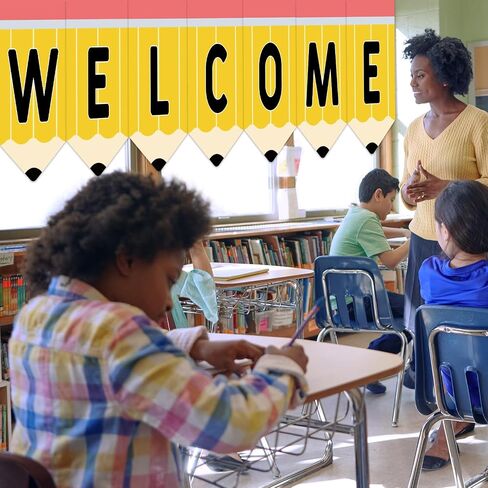 gisgfim 7Pcs Pencil Classroom Welcome Curtains Back to School Window Curtains for Kindergarten Daycare Primary First Day of School Classroom Bedroom Playroom Cover Decor 36 x 24Inches in Saudi Arabia