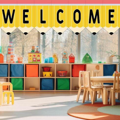 gisgfim 7Pcs Pencil Classroom Welcome Curtains Back to School Window Curtains for Kindergarten Daycare Primary First Day of School Classroom Bedroom Playroom Cover Decor 36 x 24Inches in Saudi Arabia