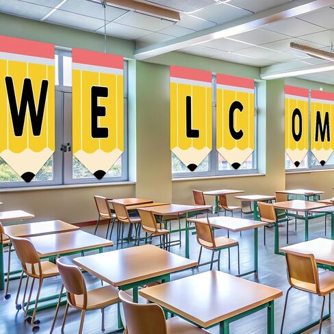 gisgfim 7Pcs Pencil Classroom Welcome Curtains Back to School Window Curtains for Kindergarten Daycare Primary First Day of School Classroom Bedroom Playroom Cover Decor 36 x 24Inches in Saudi Arabia