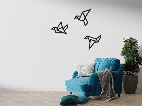 Geometric Origami Birds Metal Wall Decor, 3 Birds Metal Wall Art, Birds Wall Decor, Geometric Wall Decor, Bird Signs, Housewarming Gift, Metal Birds Hanging (Set of 3) in Saudi Arabia