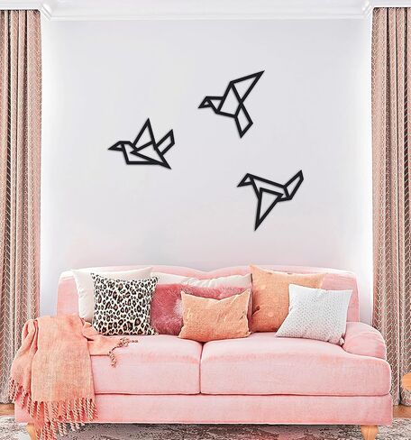 Geometric Origami Birds Metal Wall Decor, 3 Birds Metal Wall Art, Birds Wall Decor, Geometric Wall Decor, Bird Signs, Housewarming Gift, Metal Birds Hanging (Set of 3) in Saudi Arabia