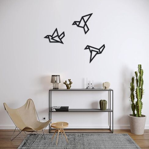 Geometric Origami Birds Metal Wall Decor, 3 Birds Metal Wall Art, Birds Wall Decor, Geometric Wall Decor, Bird Signs, Housewarming Gift, Metal Birds Hanging (Set of 3) in Saudi Arabia