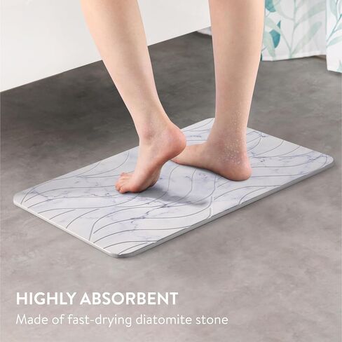 Navaris Diatomaceous Earth Bath Mat - Gray Diatomite Stone Floor Mat for Bathroom and Shower at Home - Quick Dry, Non Slip, Absorbent 23.6" x 15.4" in Saudi Arabia
