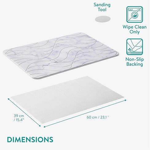 Navaris Diatomaceous Earth Bath Mat - Gray Diatomite Stone Floor Mat for Bathroom and Shower at Home - Quick Dry, Non Slip, Absorbent 23.6" x 15.4" in Saudi Arabia